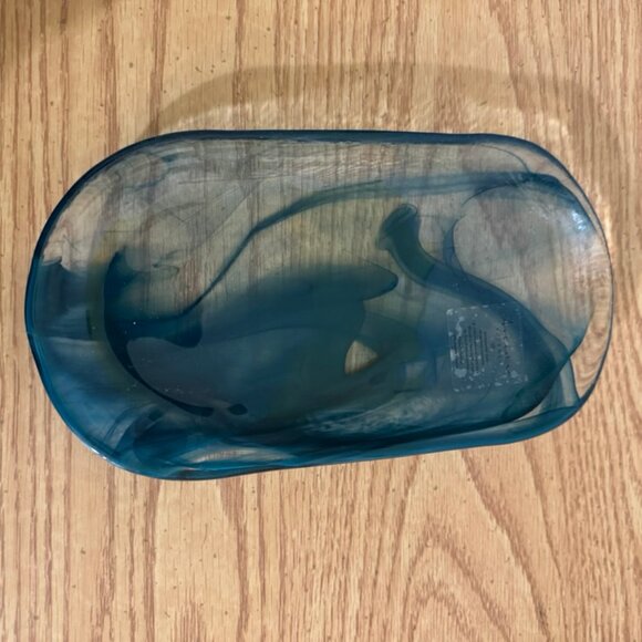 New Artistic Accents Blue Swirl Oval Serving Tray/Trinket Dish 10 " x 6 " - Picture 4 of 5